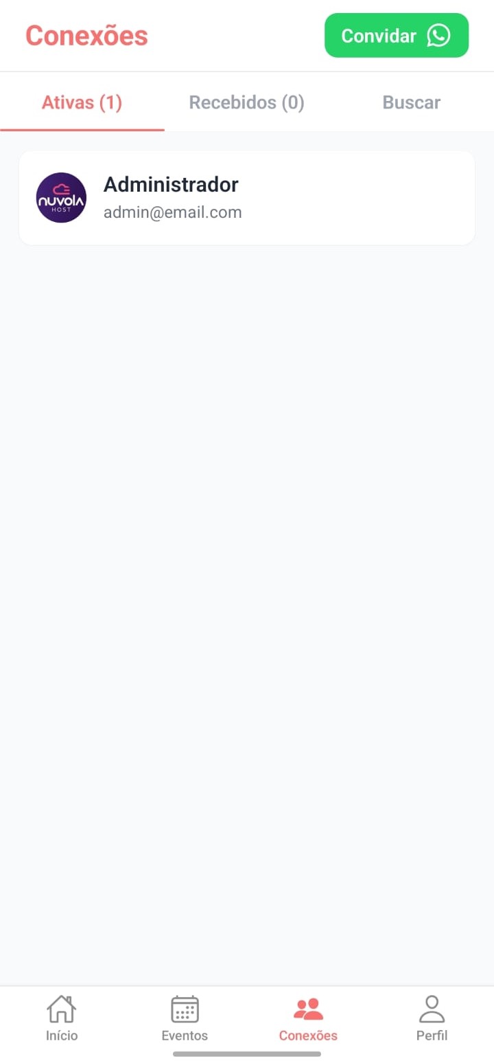 Tela de conexões do app Envolta