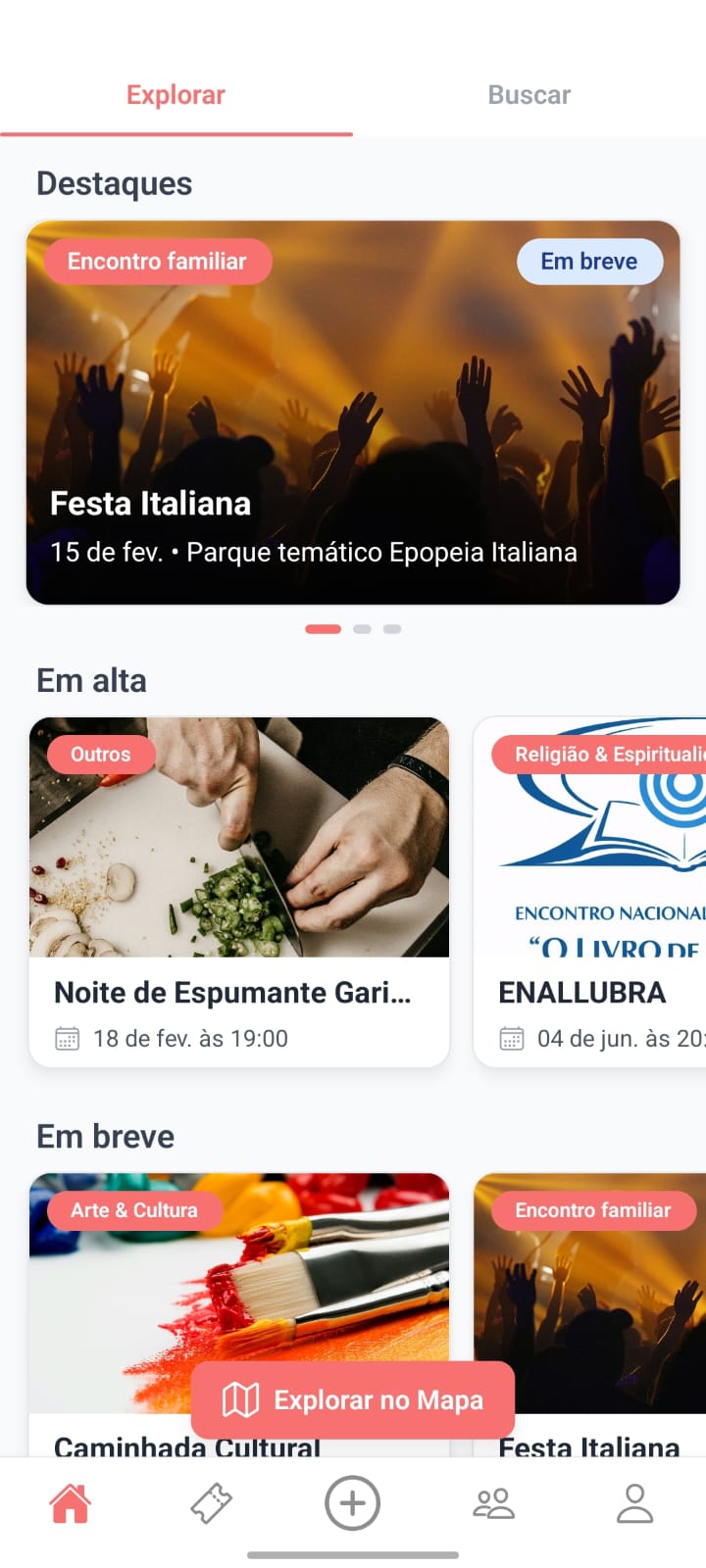 Tela Home do app Envolta