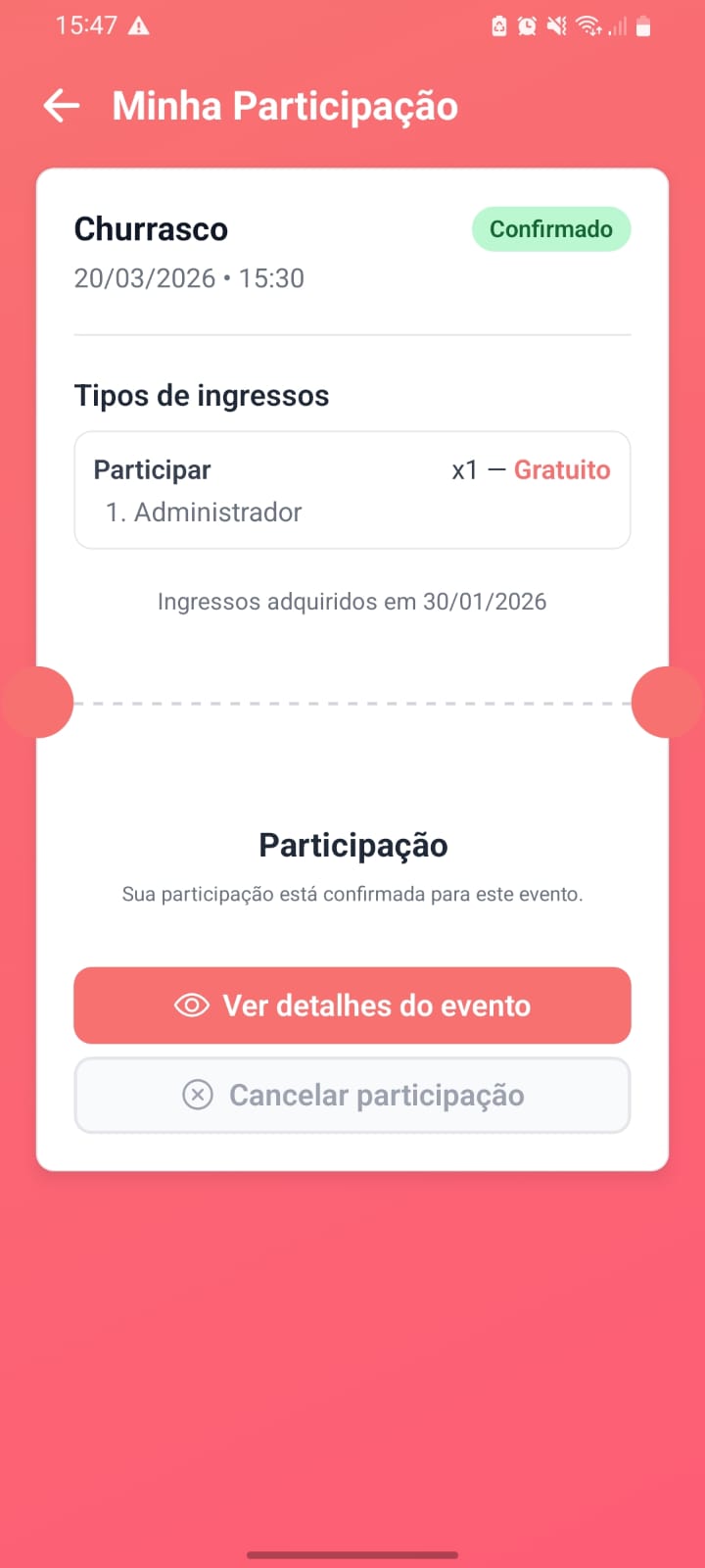 Tela de conexões do app Envolta